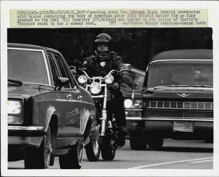 Dan Aykroyd Leads The Funeral Procession Of His Friend, John Belushi. March 10th 1982