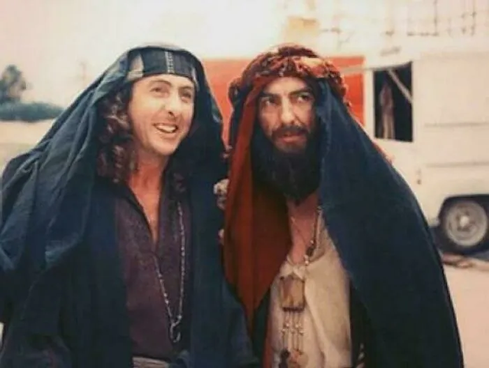 Eric Idle And George Harrison On The Set Of 'The Life Of Brian' - Tunisia, 1978. The Film Had It's Funding Pulled Just Before Filming So The Ex-Beatle Paid For It, Calling It "The Most Expensive Cinema Ticket Ever Issued"