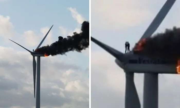 Two Engineers Died When The Windmill They Were Working On Caught Fire. This Might Be The Last Picture Of Them