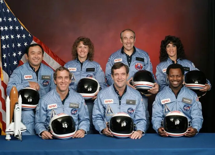 The Crew Of Space Shuttle Mission Sts-51-L Pose For Their Official Portrait On November 15, 1985