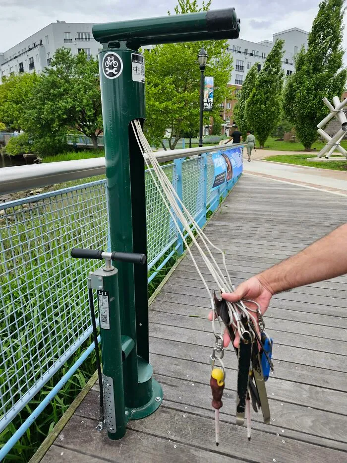Cool Bike Repair Equipment On A Bike Path