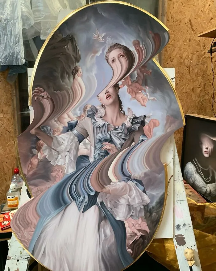 Artist Adds A Modern Twist To Classical Style Paintings By Distorting Them (30 Pics)