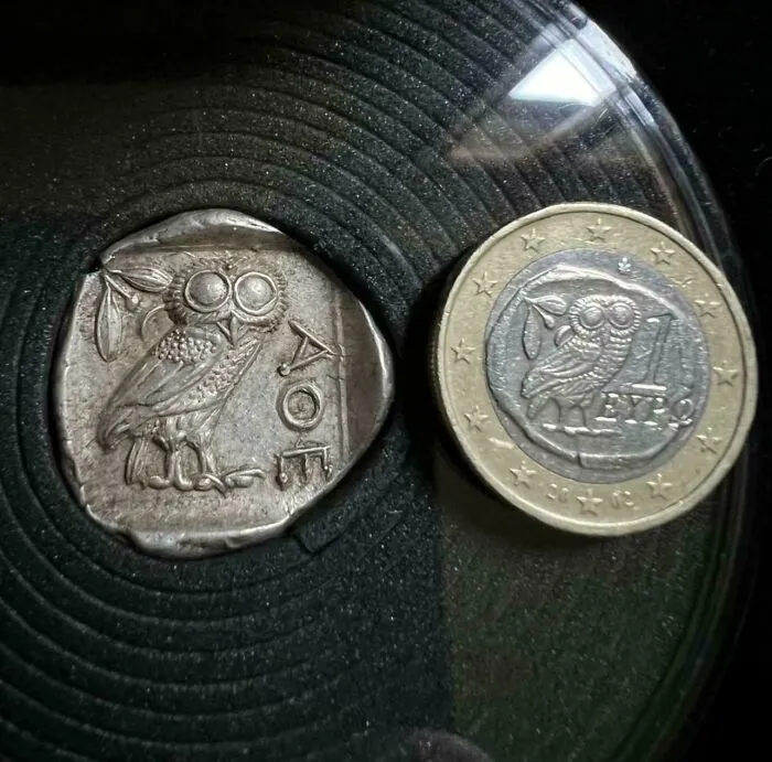 Today’s 1 Euro Coin From Greece Depicting 2400 Year Old Greek Coin