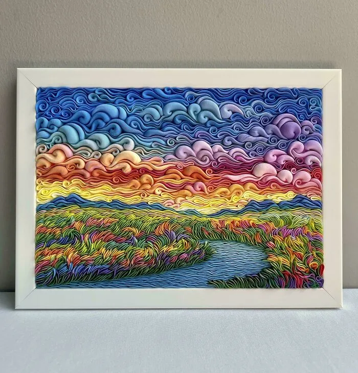 Colorful Land Made Of Air-Dry Clay. 23x17 Cm