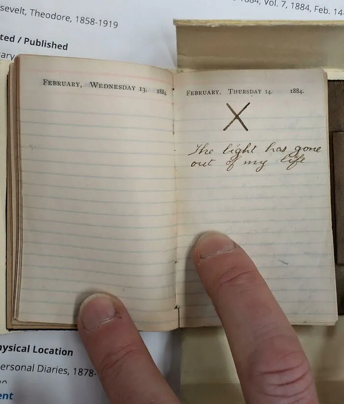 Theodore Roosevelt's Diary Entry On The Day Both His Mother And His Wife Died, Both In The Same House 11 Hours Apart. His Wife Had Given Birth Two Days Earlier