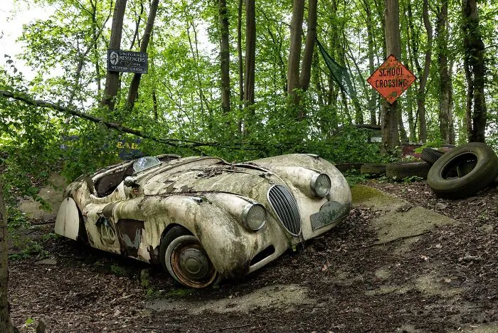 Vintage Jaguar Racing Car Left To Rot 