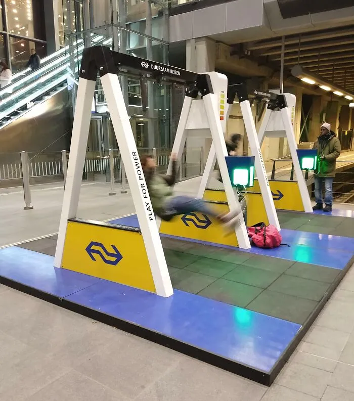 These Public Swing Powered Chargers For Your Phone In A Train Station