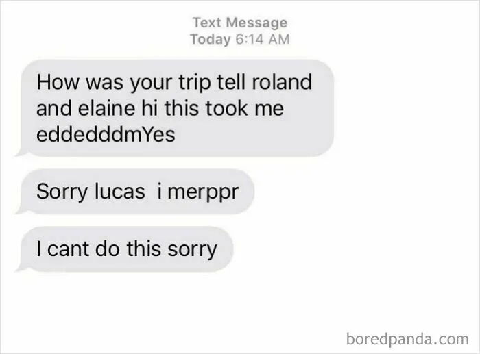 Text message screenshot with humorous boomer social media fails and text errors.