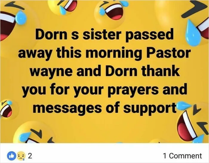Boomers' social media fails: somber message on bright emoji background.