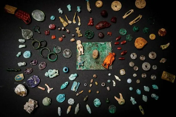 "The Sorceress Kit", A Bizzare Collection Of About 100 Trinkets Found Buried Inside A Box, In The Garden Of A House In Pompeii, Believed To Be A Fortune Teller's Tool Kit