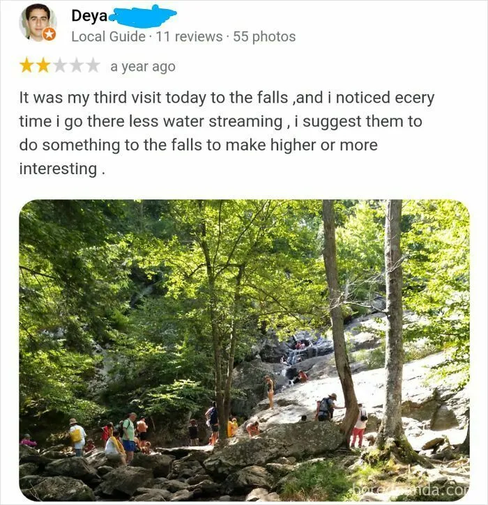 This Male Karen's Review Of A Water Fall Near Me