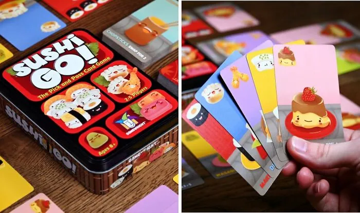 Forget Uncle Bingo Night, The Fam Is Gonna Be Dueling Over Dumplings With This <a Style="Display:inline;" Href="Https://Www.amazon.com/Dp/B00j57vu44?ascsubtag=7790539%2c27%2c39%2cd%2c0%2c0%2c0%2c1396%3a1%3b900%3a2%3b974%3a3%3b1125%3a2%3b1338%3a1%2c55853428%2c0%2c0%2cgoogle&btn_ref=srctok-F0267093ee8f6240&th=1&linkcode=ll1&tag=bpbanana-20&linkid=4448b7c4866f9c4fe049bd51e5a6e738&language=en_us&ref_=as_li_ss_tl" Target="_blank"><span Style="Font: Inherit; Color: #d74b1f;"> Sushi Go Card Game </Span>. Prepare For Cutthroat Card Battles And Questionable Sushi Puns