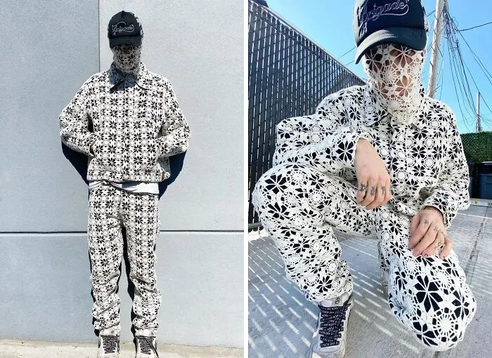 I Made This Suit From Vintage Handmade Granny Lace And Italian Cotton