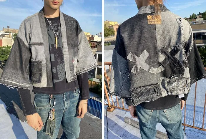 Made A Cropped Denim Kimono From Thrifted Jeans
