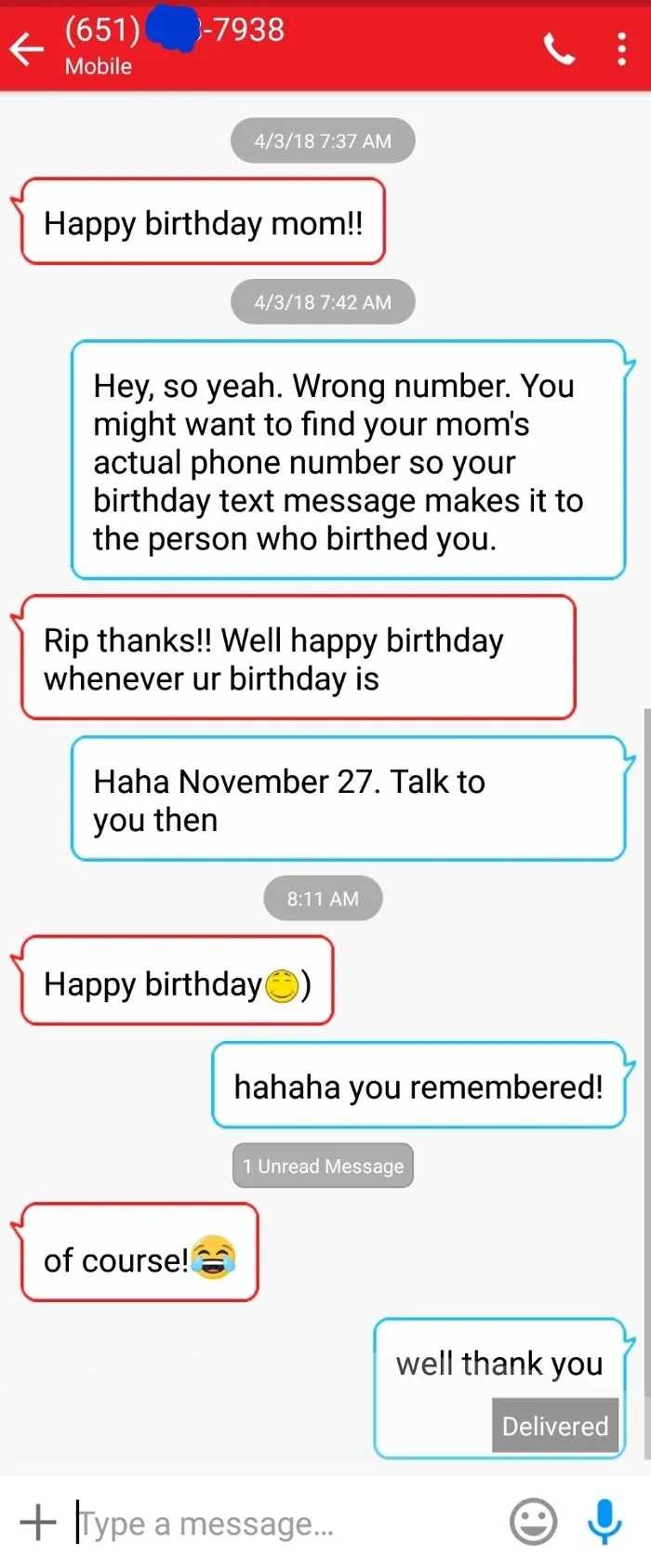 Got A Wrong # Text Back In April, And It Made Me Smile Today!