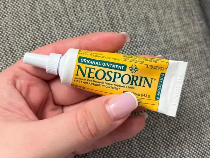 <a style="display:inline;" href="https://www.amazon.com/Neosporin-Original-Antibiotic-Infection-Prevention/dp/B001ECQ778?ie=UTF8&th=1&linkCode=ll1&tag=bppear-20&linkId=445648e44d29b4edab8aaeee1ffb8c69&language=en_US&ref_=as_li_ss_tl " target="_blank"> "<span Style="Font:inherit;color:#d74b1f;">Neosporin</Span> on cystic acne is a godsend! If I feel one forming under the skin, I put a dab of Neosporin on it each night before going to sleep and by the next 1-3 days, the pimple will be gone without ever surfacing." - <span Style="Font:inherit;color:#808080"> WordsAndThots</Span>