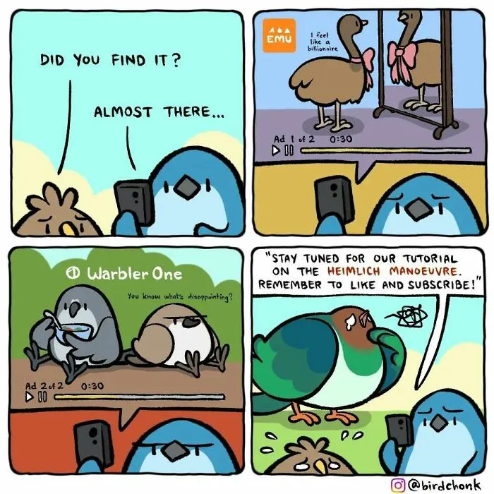 Hilariously Relatable Comics Featuring Birds With Reversed Roles, By Birdchonk (37 Pics)