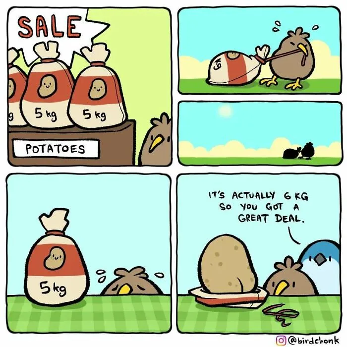 Hilariously Relatable Comics Featuring Birds With Reversed Roles, By Birdchonk (37 Pics)