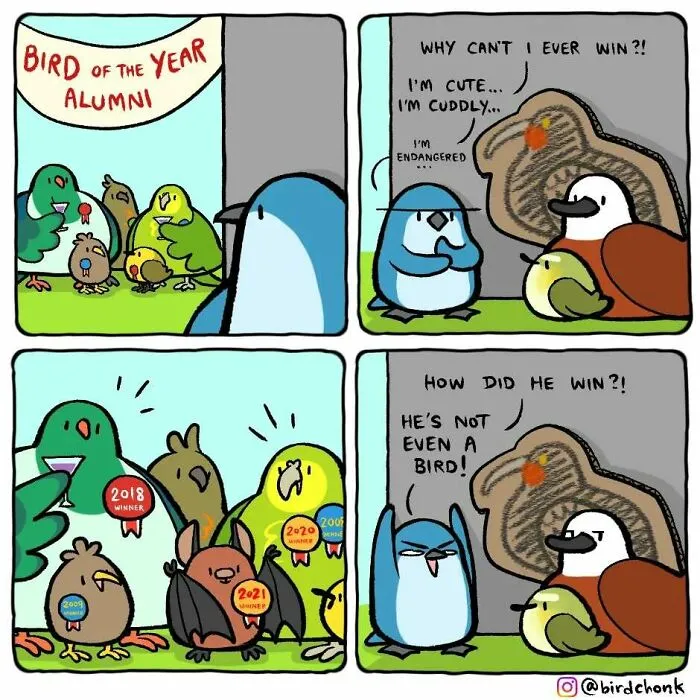Hilariously Relatable Comics Featuring Birds With Reversed Roles, By Birdchonk (37 Pics)