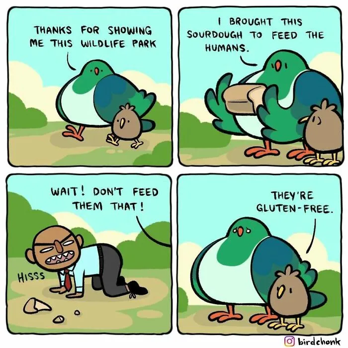 Hilariously Relatable Comics Featuring Birds With Reversed Roles, By Birdchonk (37 Pics)