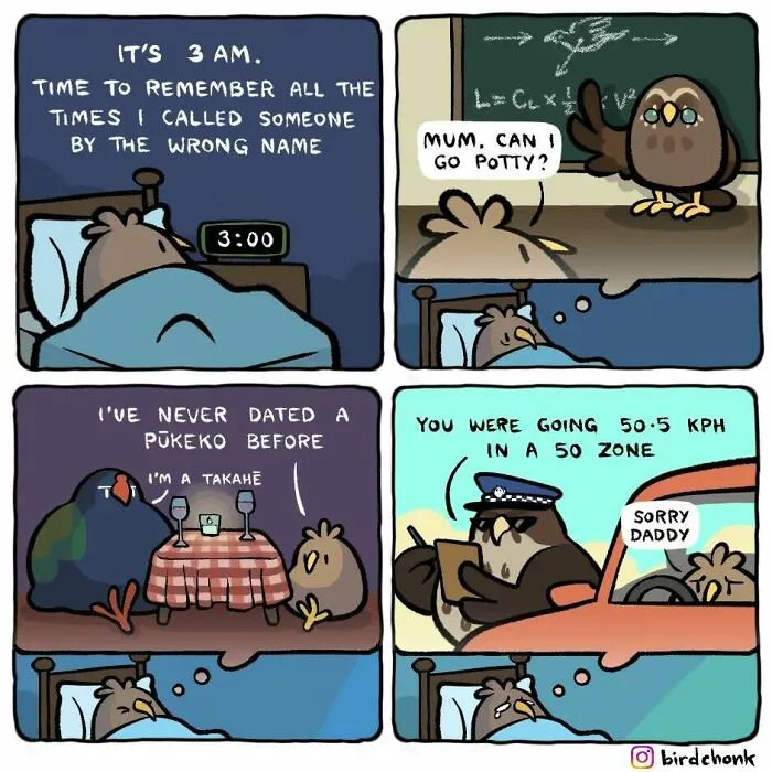 Hilariously Relatable Comics Featuring Birds With Reversed Roles, By Birdchonk (37 Pics)
