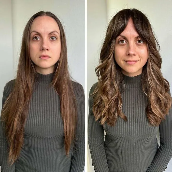 Mujer con cambio de look mostrando cómo un buen corte de pelo puede transformar su rostro y resaltar su belleza natural.