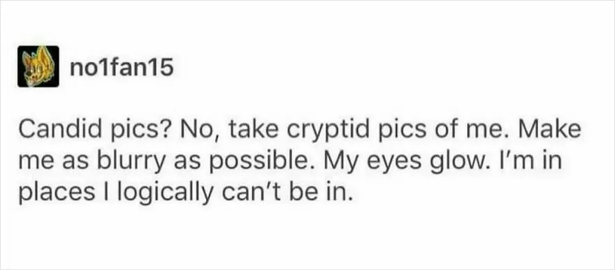 Funny Puncrastination meme about taking cryptid-style photos for humor.