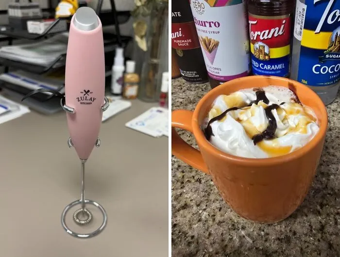 <a style="display:inline;" href="https://www.amazon.com/Zulay-Original-Milk-Frother-Handheld/dp/B07TB9R9V2?ie=UTF8&linkCode=ll1&tag=bpfish-20&linkId=48f0af27707784177f3445fab4a47da2&language=en_US&ref_=as_li_ss_tl " target="_blank"> "I got a <span Style="Font:inherit;color:#d74b1f;"> milk frother</Span> and use it every day for my protein shake, 10/10 would do it again." - <span Style="Font:inherit;color:#808080"> Ocel0tte</Span>