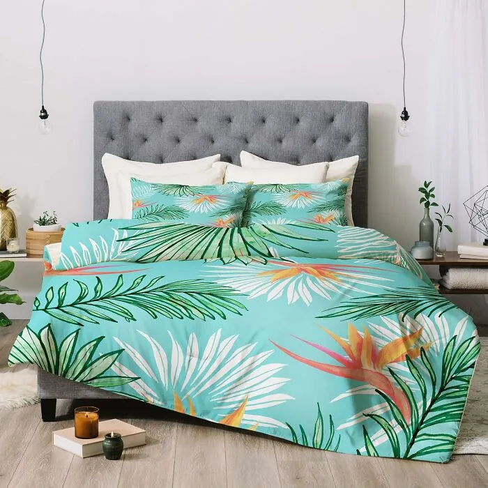 Suddenly Your Bedroom Is A Resort That Doesn’t Require Plane Tickets, Just These <a Style="Display:inline;" Href="Https://Www.amazon.com/Society6-Oranges-Tropic-Comforter-Pillowcase/Dp/B0876fyrxc?th=1&linkcode=ll1&tag=bpbeaver-20&linkid=17b135aac440095b6c7c9c68def6e767&language=en_us&ref_=as_li_ss_tl" Target="_blank"> <span Style="Font: Inherit; Color: #d74b1f;"> Tropical Bed Sheets </Span>