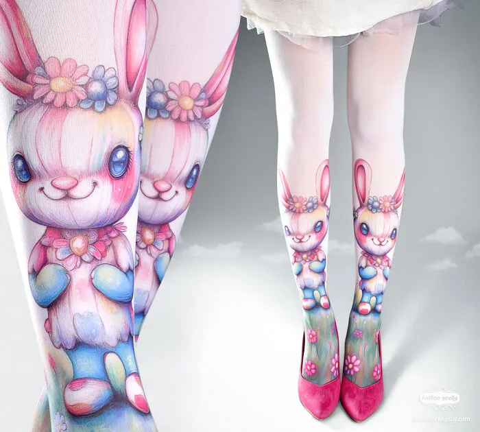Fantastic Floral Bunnies Tights