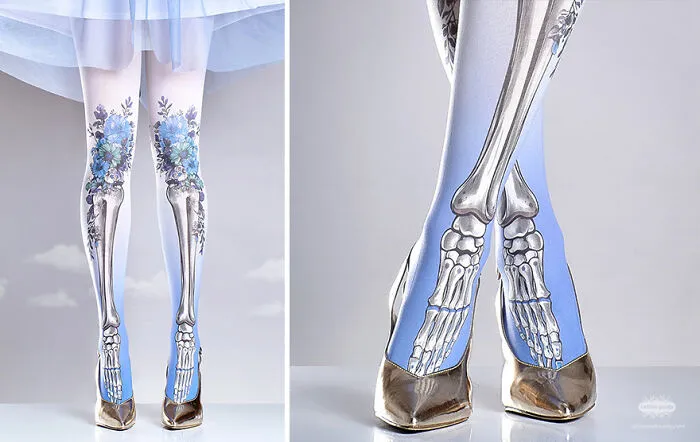 Day Of The Dead, Blue On White Tights