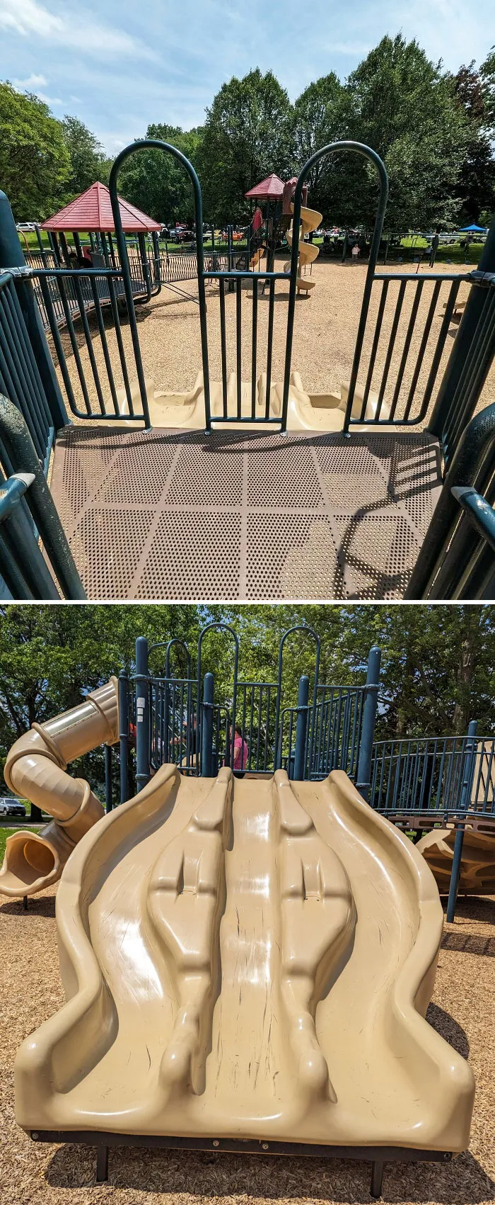 What The Hell Is This Design In The Front? How Are We Supposed To Go Down The Middle Slide?