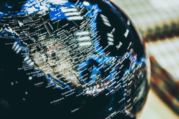 Close-up of a globe showing the USA map, highlighting common things that confuse foreigners.
