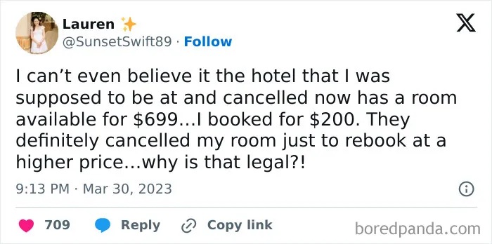 And It’s Not Sold Out Bc I Just Went On The Actual Hotel Websit And Now It’s $600!! So They Totally Cancelled Mine And Another Persons To Charge The Higher Rate