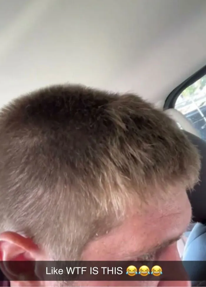 My Boyfriend’s Bad Haircut From A While Back That Had Me Crying. The Girl Left A Giant Triangle In The Front Of His Head And Said “Alright! There Ya Go!
