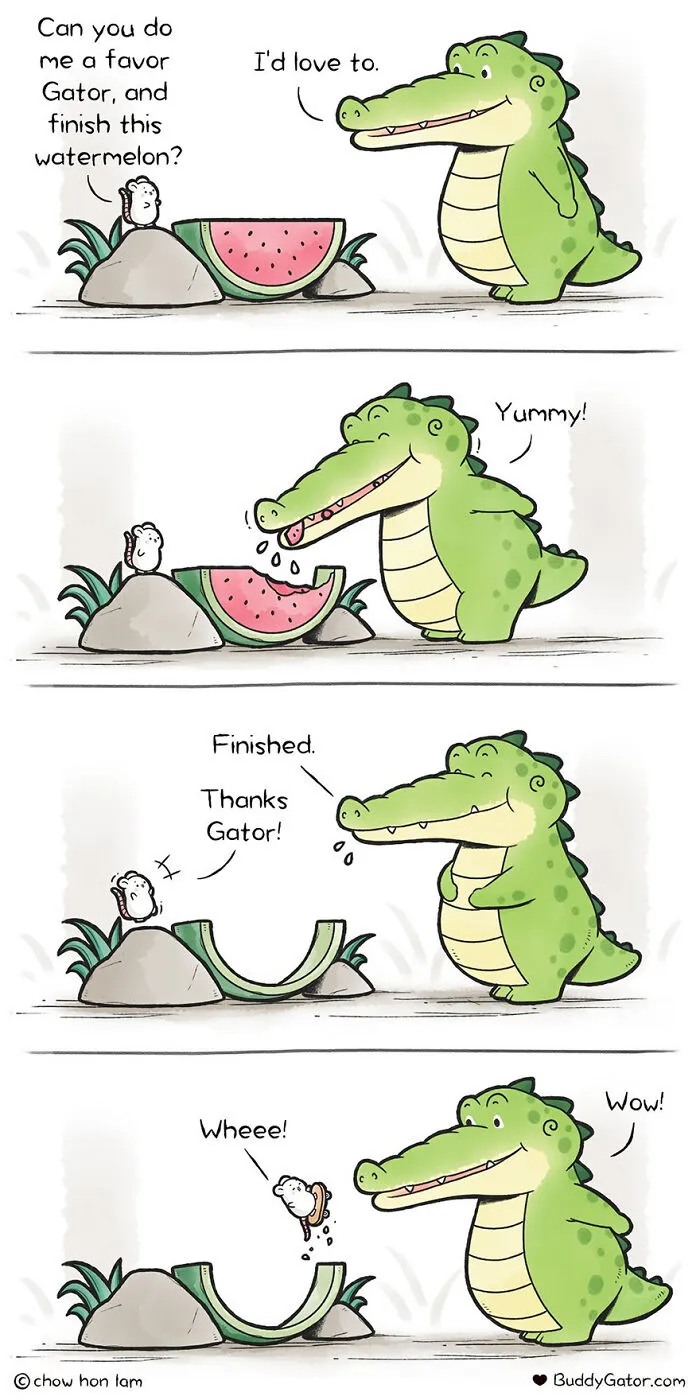 31 Sweet And Adorable Comics Featuring Helpful And Caring Buddy Gator And Friends By Chow Hon Lam (New Pics)