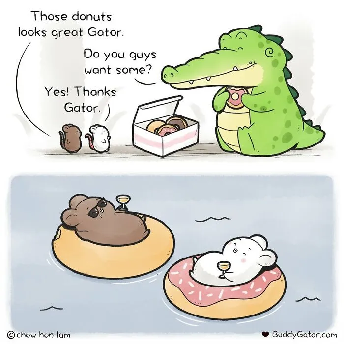 31 Sweet And Adorable Comics Featuring Helpful And Caring Buddy Gator And Friends By Chow Hon Lam (New Pics)