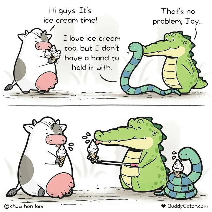 31 Sweet And Adorable Comics Featuring Helpful And Caring Buddy Gator And Friends By Chow Hon Lam (New Pics)