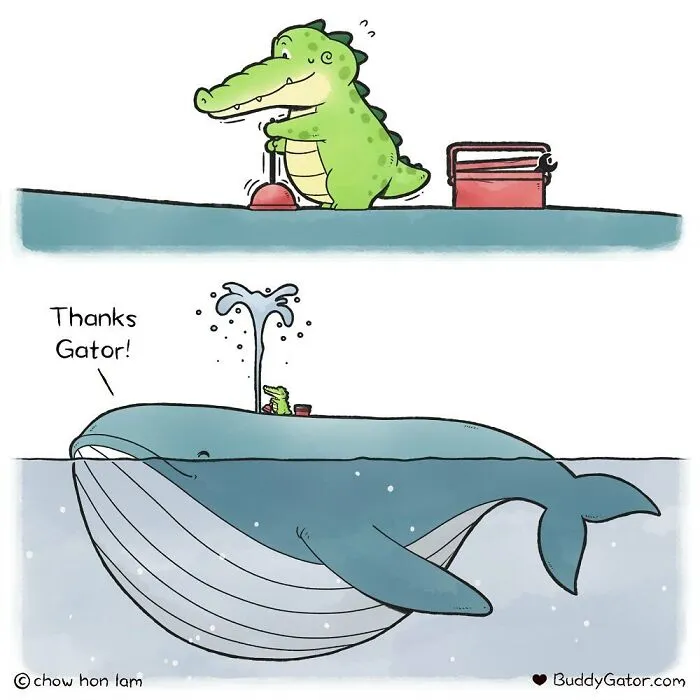 31 Sweet And Adorable Comics Featuring Helpful And Caring Buddy Gator And Friends By Chow Hon Lam (New Pics)