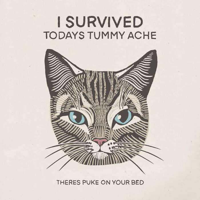 40 Hilariously Relatable Illustrations Of Cats Drawn In A Vintage Poster Style By Jesse Jarldane