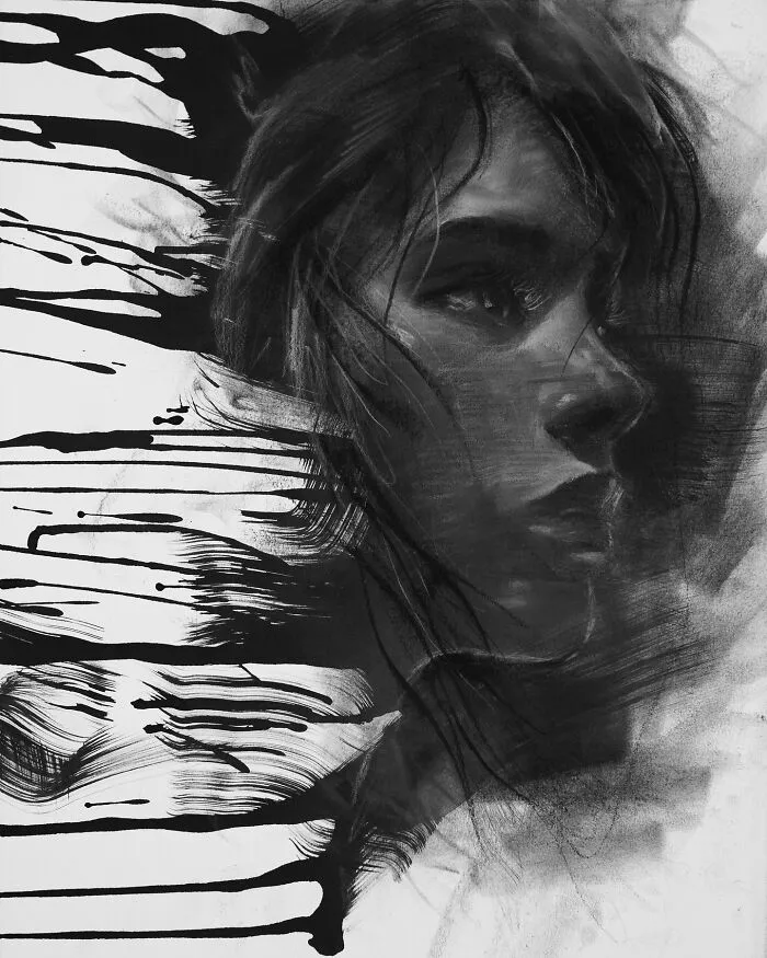 This Artist Captivates Audiences With His Visually Impactful Portraits Drawn Solely With Charcoal (44 Pics)