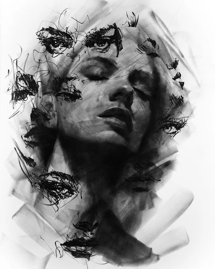 This Artist Captivates Audiences With His Visually Impactful Portraits Drawn Solely With Charcoal (44 Pics)