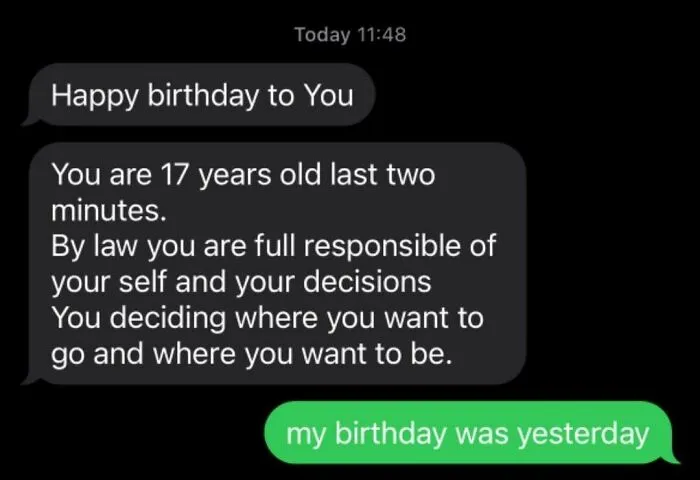 Text From Our Estranged Mum To Sister For Her 17th Birthday