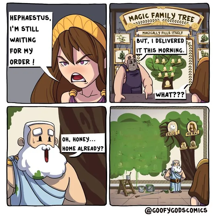 Greek Mythology Characters Come Alive In These "Goofy God Comics" (30 New Pics)
