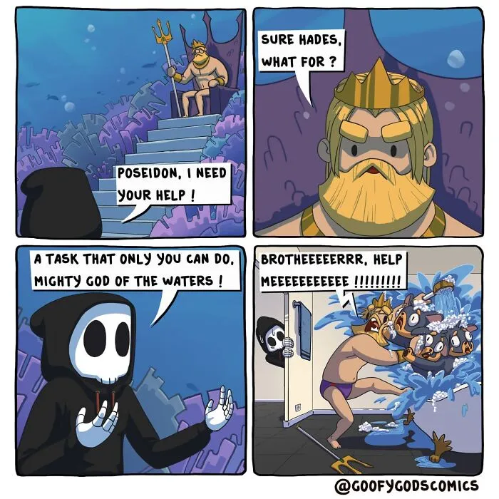 Greek Mythology Characters Come Alive In These "Goofy God Comics" (30 New Pics)