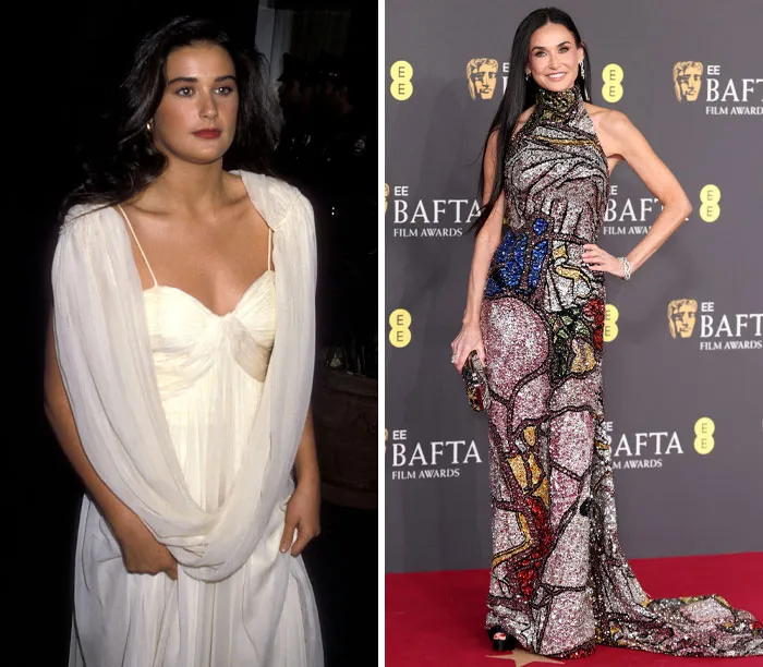 Demi Moore's Earliest Red Carpet Was At The 41st Golden Globe Awards In Beverly Hills In 1984, And Her Most Recent At The 2025 BAFTA Film Awards In London On February 16, 2025