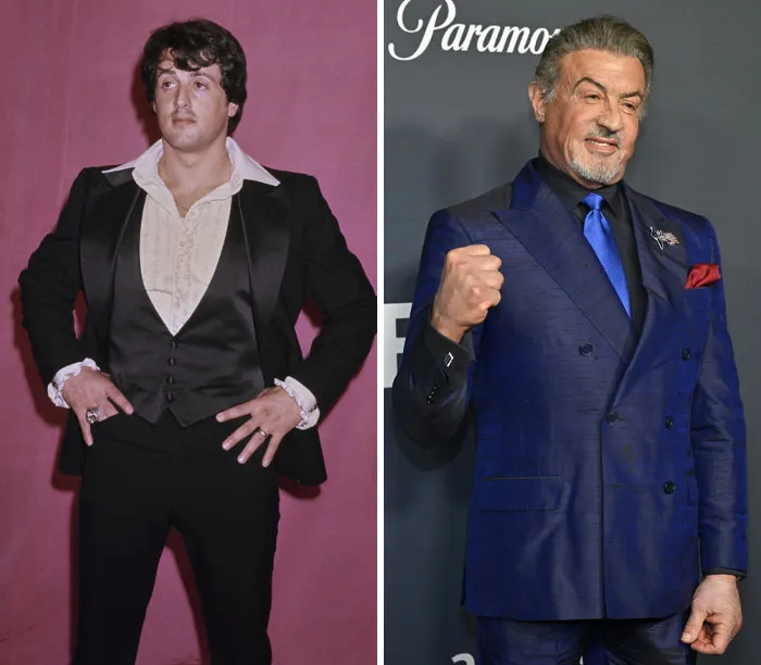 Actor's transformation from first to last red-carpet appearance, in different suits and expressions.
