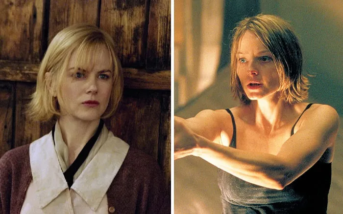 Nicole Kidman en La habitación del pánico. Abandonó la película por una lesión de rodilla que sufrió durante el rodaje de Moulin Rouge. Sustituida por Jodie Foster