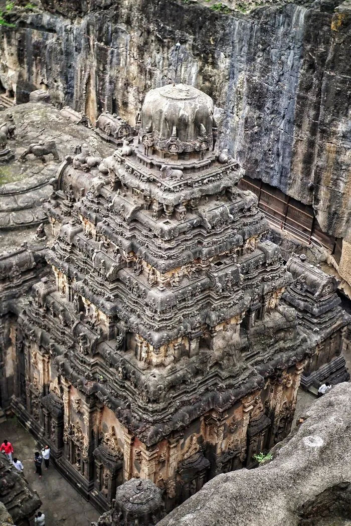 The Kailash Temple At Ellora Caves, Carved From Top To Bottom From A Single Piece Of Rock Over A Span Of Hundreds Of Years, Starting In The 8th Century