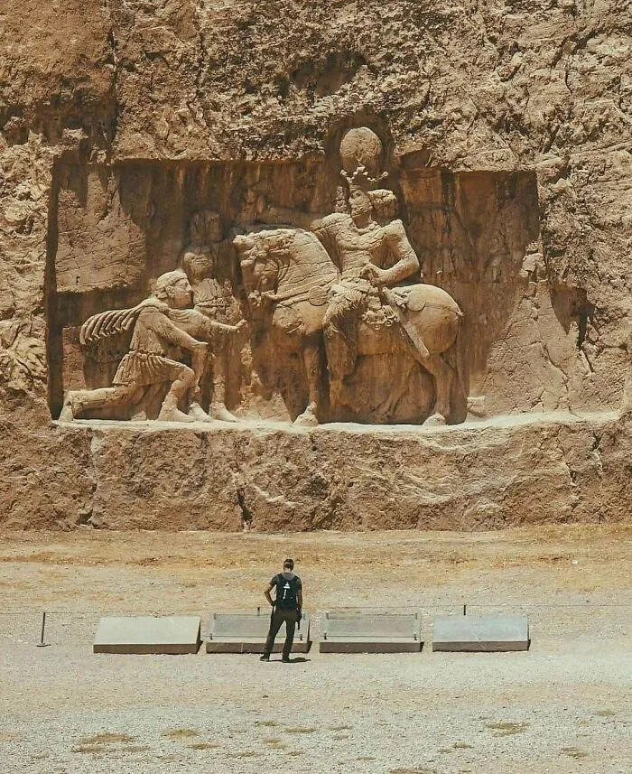 The Ancient Necropolis Of Powerful Persian Kings. Here You See Roman Emperor Philippus Arabs Kneeling In Front Of Persian King Shapur I, Begging For Peace, And The Standing Emperor Represents Valerian Who Was Taken Captive By The Persian Army In 260 Ad